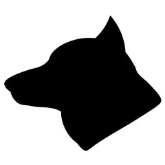 black dog head silhouette symbol isolated on white background