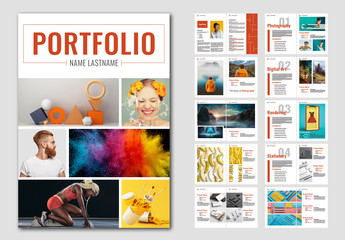 Graphic Design Portfolio Layout with Red Accents