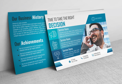 Business Postcard Layout with Blue Accents