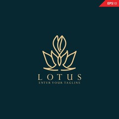 Simple logotype template for premium business. Lotus sign. Abstract flower design. Line creative symbol. 
