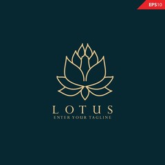 Simple logotype template for premium business. Lotus sign. Abstract flower design. Line creative symbol. 