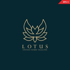 Simple logotype template for premium business. Lotus sign. Abstract flower design. Line creative symbol. 