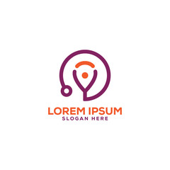 medical pin/tag logo design template full vector