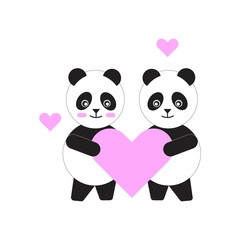 cute Panda on Valentine's day, which is full of love