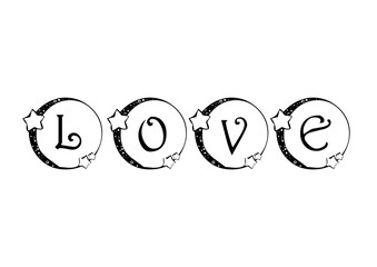 Love Word Deco Poster Black White