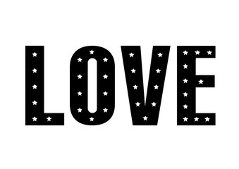 Love Word Deco Poster Black White
