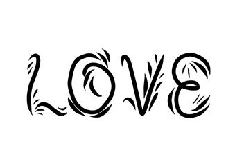 Love Word Deco Poster Black White