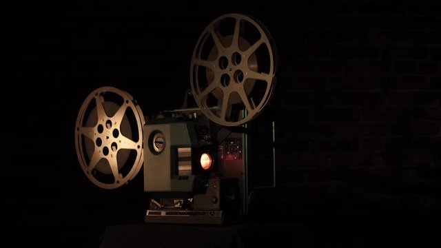 16mm home projector in the dark.