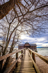 old wooden boathouse