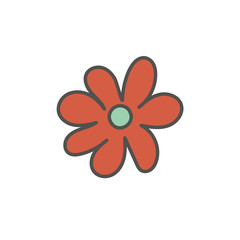 Cute little flower. Hand-drawn design. Vector editable illustration