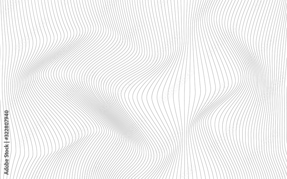 Wall mural wave black lines zigzag vertical curve abstract background flat design vector illustration.