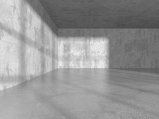 Dark concrete empty room. Modern architecture design
