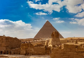 Foto op Canvas The Great Sphinx of Giza and the pyramids in Egypt © Mummert-und-Ibold