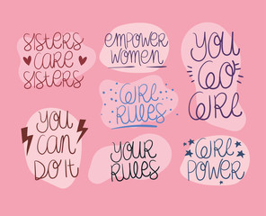 Texts set of women empowerment vector design