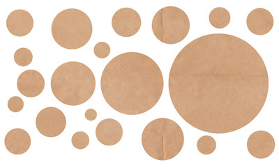 Set of  peper circles on white background.