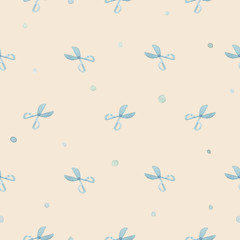 Fototapeta premium seamless pattern with scissor. hand drawn watercolour paints gardening. watercolour textured backgrounds.