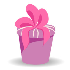 Beautiful present box with overwhelming bow. Gift box icon. Gift symbol. Christmas gift box