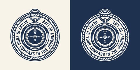 Vintage nautical round print