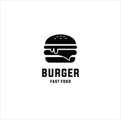 burger logo design vector template, Fast food logo,  badge flat modern minimal design illustration. - obrazy, fototapety, plakaty
