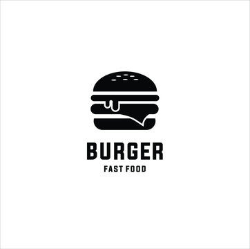 burger logo design vector template, Fast food logo,  badge flat modern minimal design illustration.