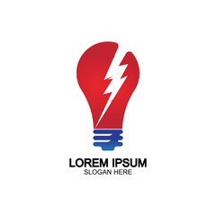 Bulb energy thunder bolt concept logo icon vector template