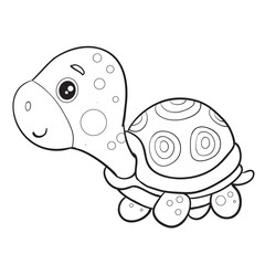toy turtle stands and waits for someone to play with it, isolated object on a white background,