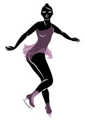 Skater skates on ice. The girl is beautiful and slender. Lady athlete, figure skater. Vector illustration.