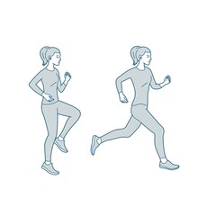 Fototapeta na wymiar The woman is running. Vector fitness infographics design elements healthy lifestyle and sport.