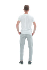 Fototapeta premium rear view . confident guy looking at blank screen .