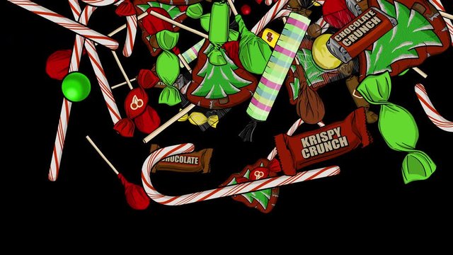 Christmas Candy Explosions Center Left Right Top Bottom Alpha Channel