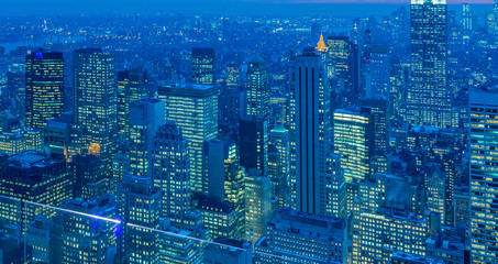 View of New York Manhattan during sunset hours