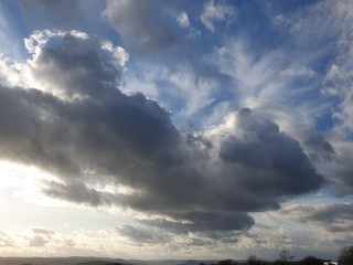 Fototapeta na wymiar Bedrohliche Cumulus Wolken am Himmel