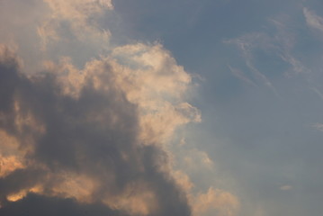 Fototapeta na wymiar The blue sky and he white and greyish clouds