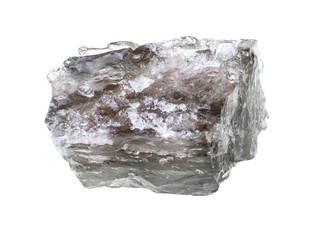 rough smoky quartz rock cutout on white