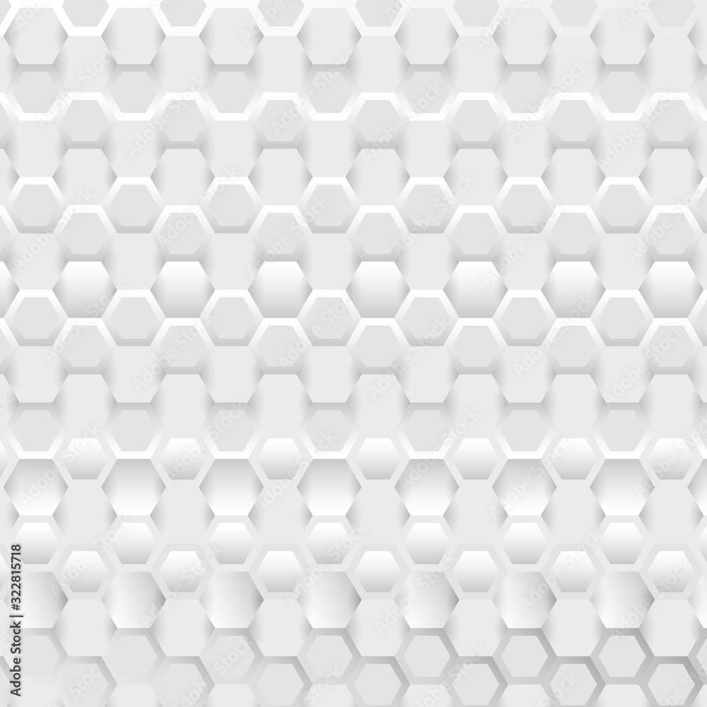 Poster Adstract connection background with hexagonal white and grey pattern