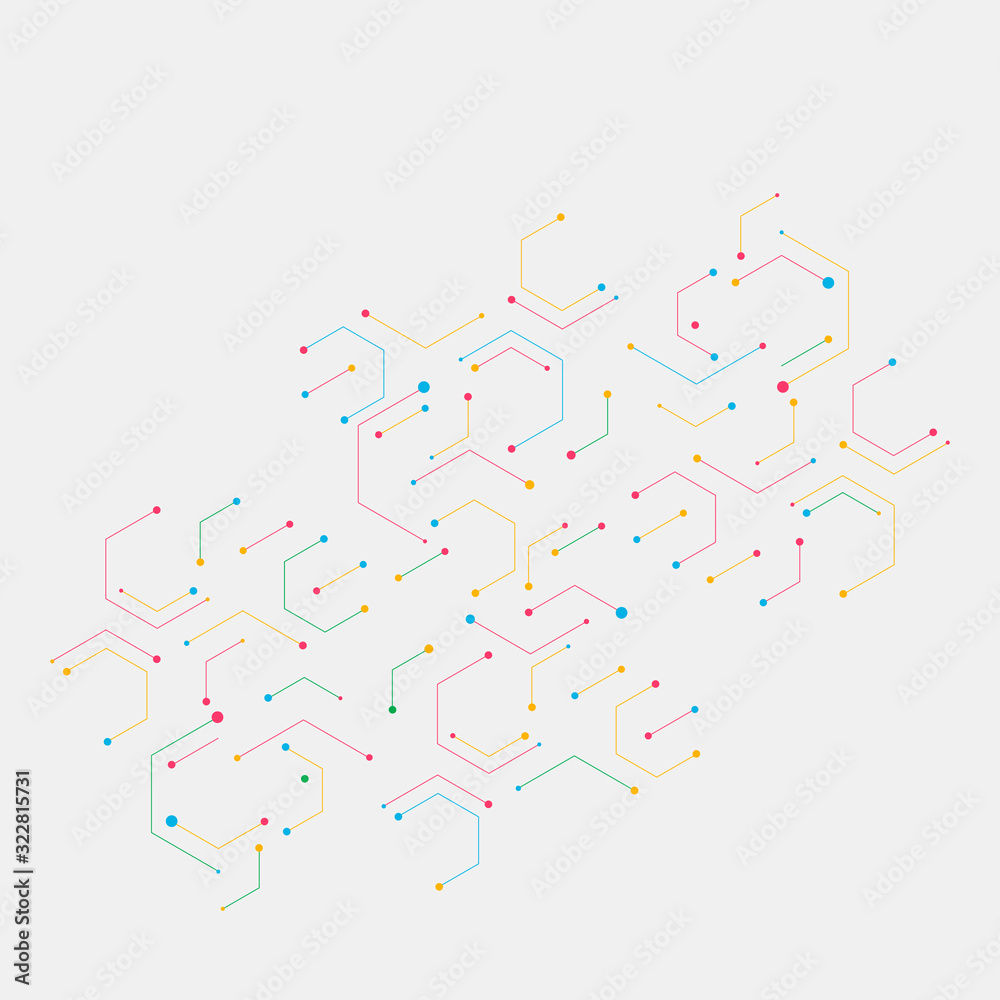 Poster Connection vector illustration and network cell pattern