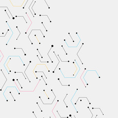 Geometric lines and dots. Modern hexagon background. Connection vector illustration and network cell pattern