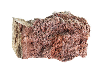natural bauxite ore cutout on white