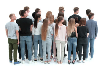 Fototapeta na wymiar rear view. a group of young people looking in one direction