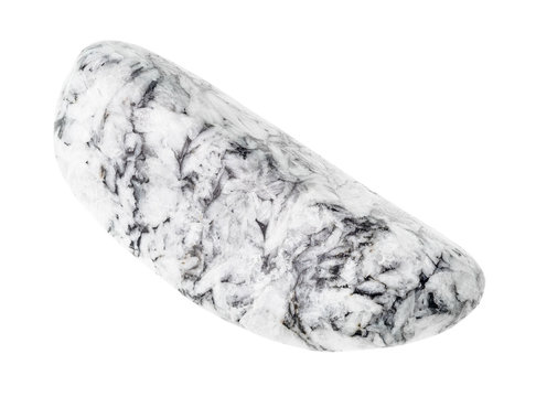 tumbled gray magnesite gemstone cutout on white
