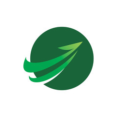 green circle nature arrow logo design