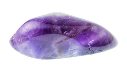 tumbled amethyst gem stone cutout on white