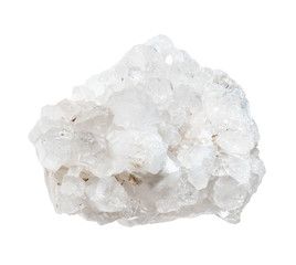 druse of colorless rock-crystal cutout on white