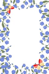 Spring greeting card chicory flowers. Vector layout decorative greeting card or invitation design background.