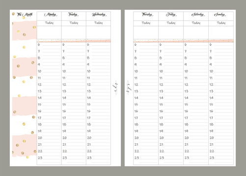 Vector planner templates, Organizer and schedule, Trendy minimalistic style. Abstract modern design.