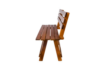 Bench. Wooden. of rough planks and logs. rustic bench