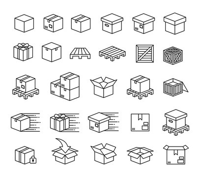 Set of boxes and packaging vector icon set