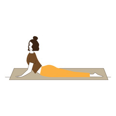 Female yogi stretching body. Young woman doing yoga on mat flat vector illustration. Body training, practice, lifestyle concept for banner, website design or landing web page