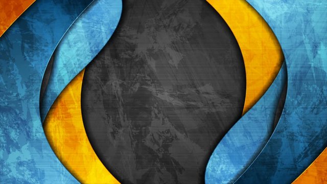 Bright orange and blue grunge waves abstract motion corporate background. Video animation Ultra HD 4K 3840x2160