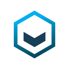 blue hexagon arrow color line logo design